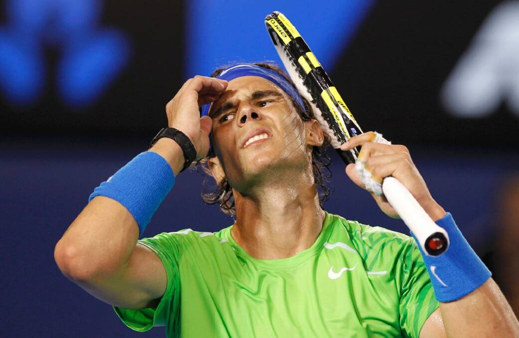 Rafael Nadal loses a point during the men's final against Novak Djokovic on January 30, 2012. Photo: Getty Images