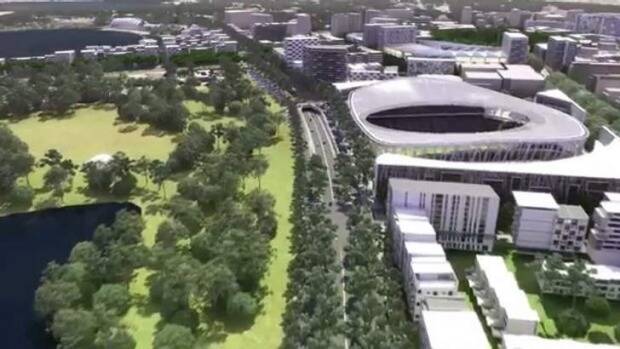 An artist's impression of how a stadium could look as part of the City to the Lake project. Photo: Supplied