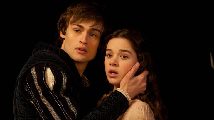 Douglas Booth as Romeo and Hailee Steinfeld as Juliet in <I>Romeo and Juliet</I>.