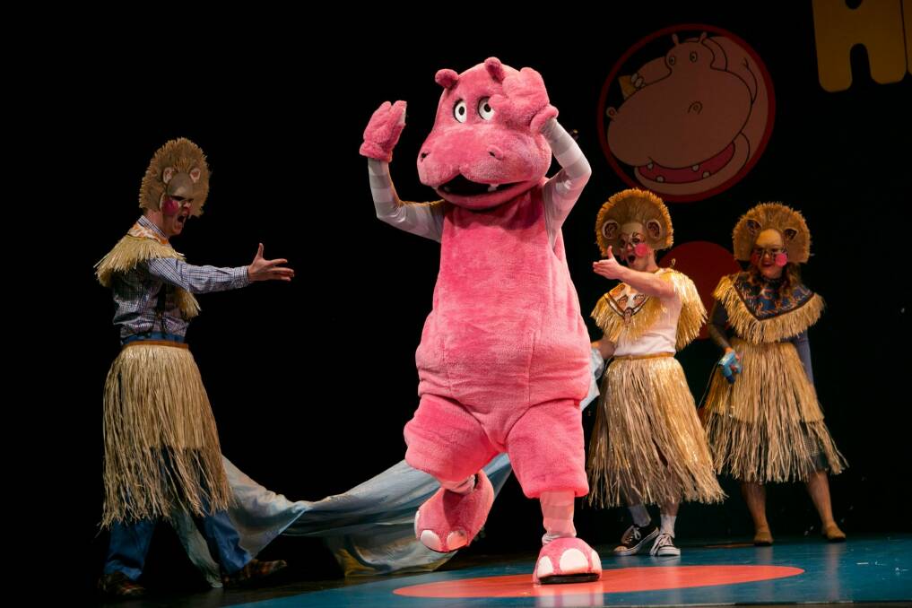 Classic children's book There's a Hippopotamus on our Roof Eating Cake! is brought to life on stage at Canberra Theatre Centre this weekend.  Photo: Supplied