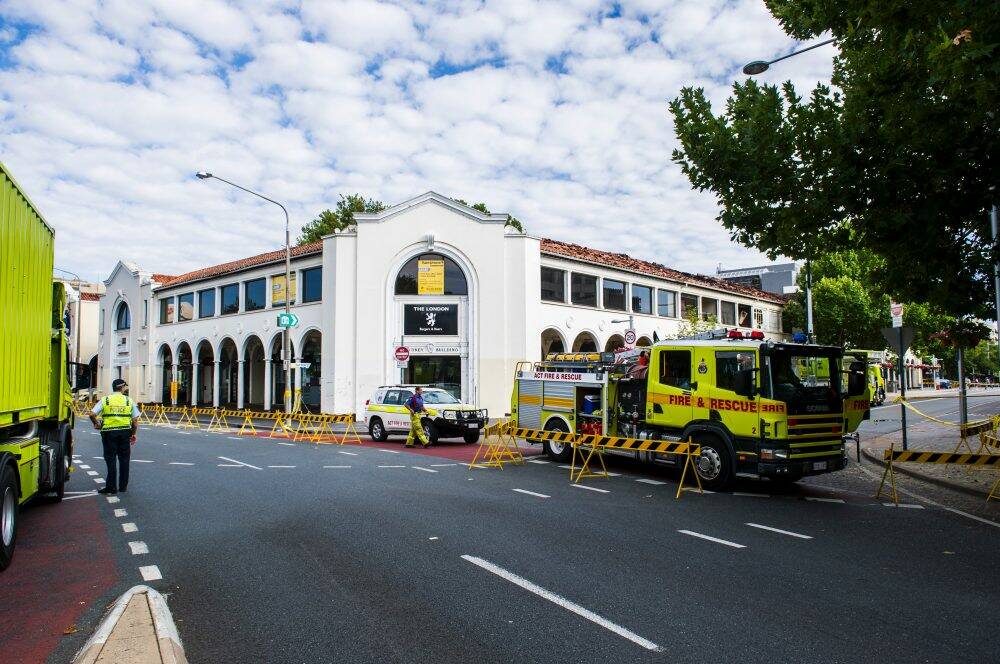 East Row and the bus interchange closed following the fire in the Sydney Building. Photo: Rohan Thomson