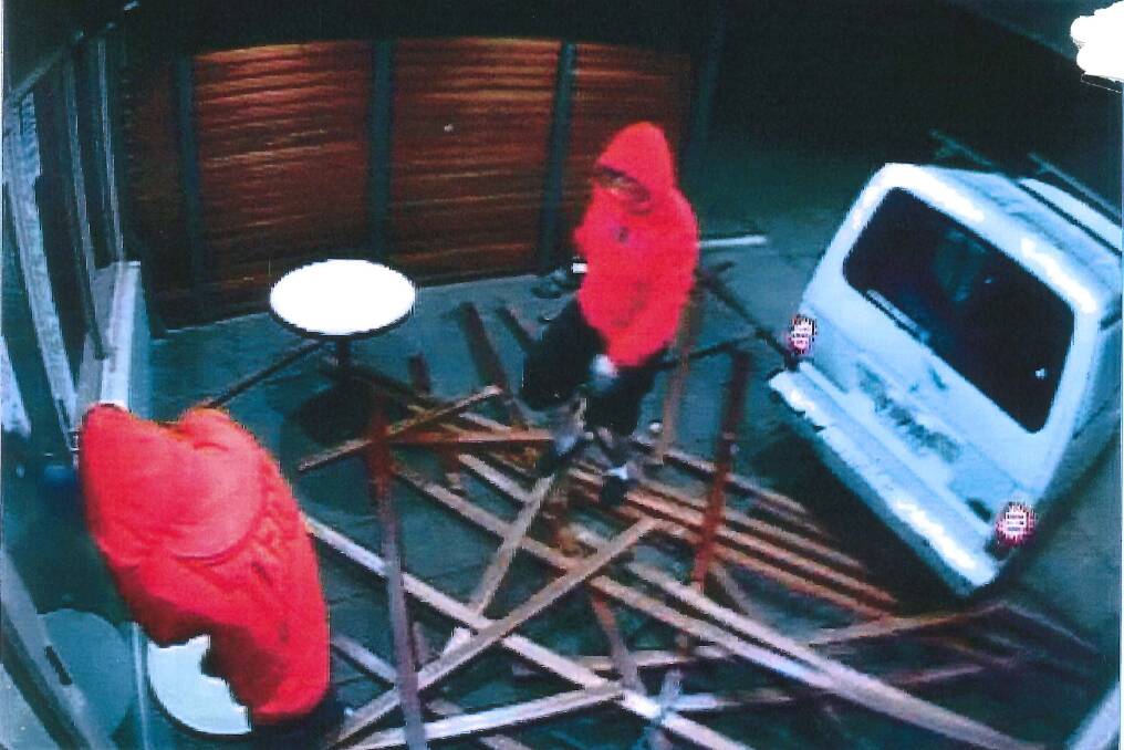 The scene of a burglary at the Sports Club Kaleen, where two men in a stolen van rammed through an outdoor smoking area in a failed attempt to gain entry. Photo: Supplied