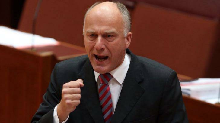 "We are committed to putting it up": Senator Eric Abetz on the carbon tax repeal bill. Photo: Andrew Meares
