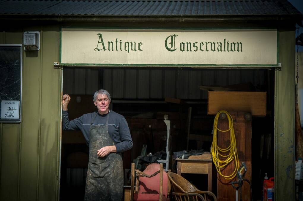 Antique Conservation: Antique furniture restorer Martin Lott in his workshop at Oaks Estate.  Photo: Karleen Minney