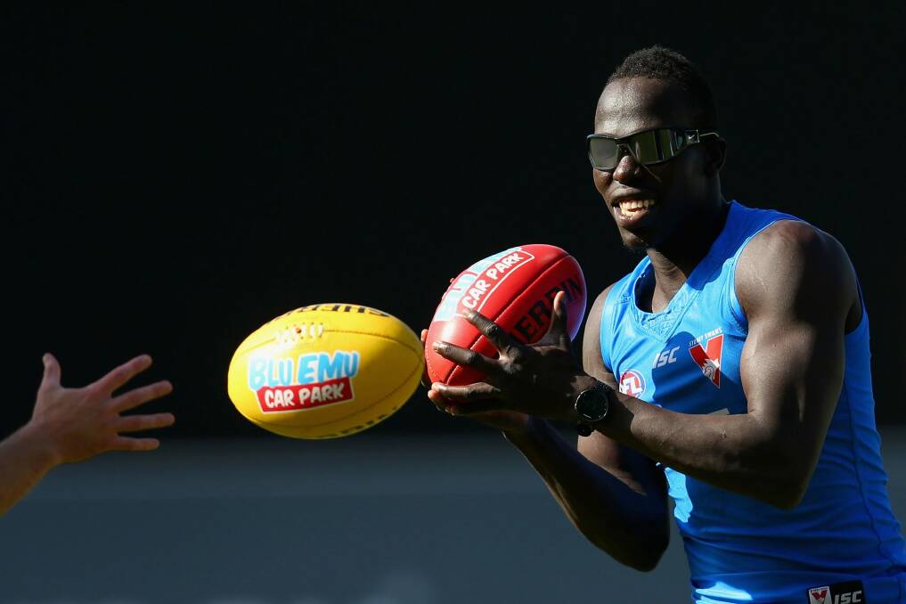 Disciplined: Aliir Aliir copped a one-week ban for showing up late to training. Photo: Getty Images