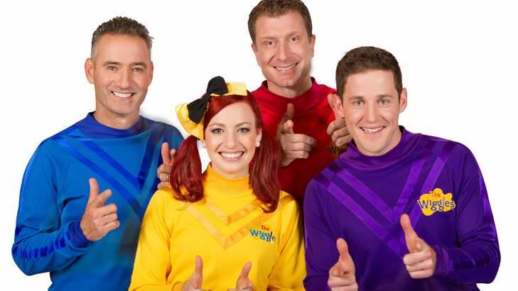 New breed: Original Wiggle Anthony (the Blue Wiggle) with Emma (Yellow), Simon (Red) and Lachy (Purple). Photo: Supplied