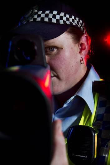 First constable Brooke Crampton with a speed camera. Photo: Jay Cronan