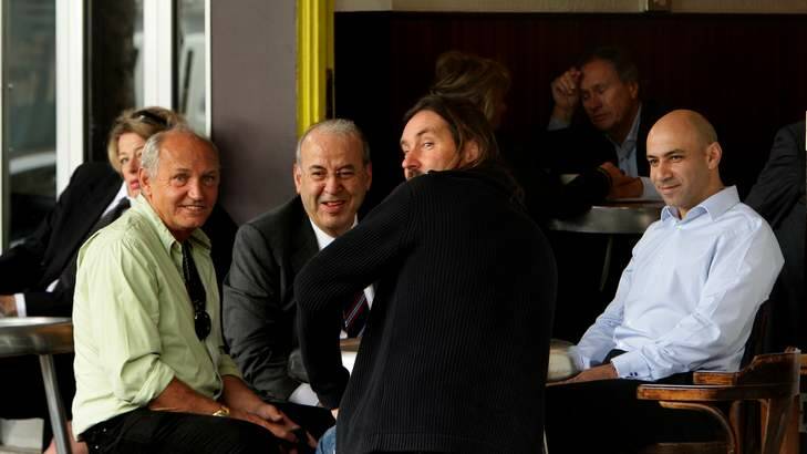 MP Eddie Obeid (2nd from left) has an early breakfast with his son Moses Obeid (right, blue shirt). Photo: Kate Geraghty