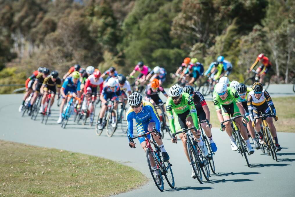 Matthew Rice out front in the Mens A Grade Stage 3 of the National Capital Tour. Photo: Sitthixay Ditthavong Photo: Sitthixay Ditthavong
