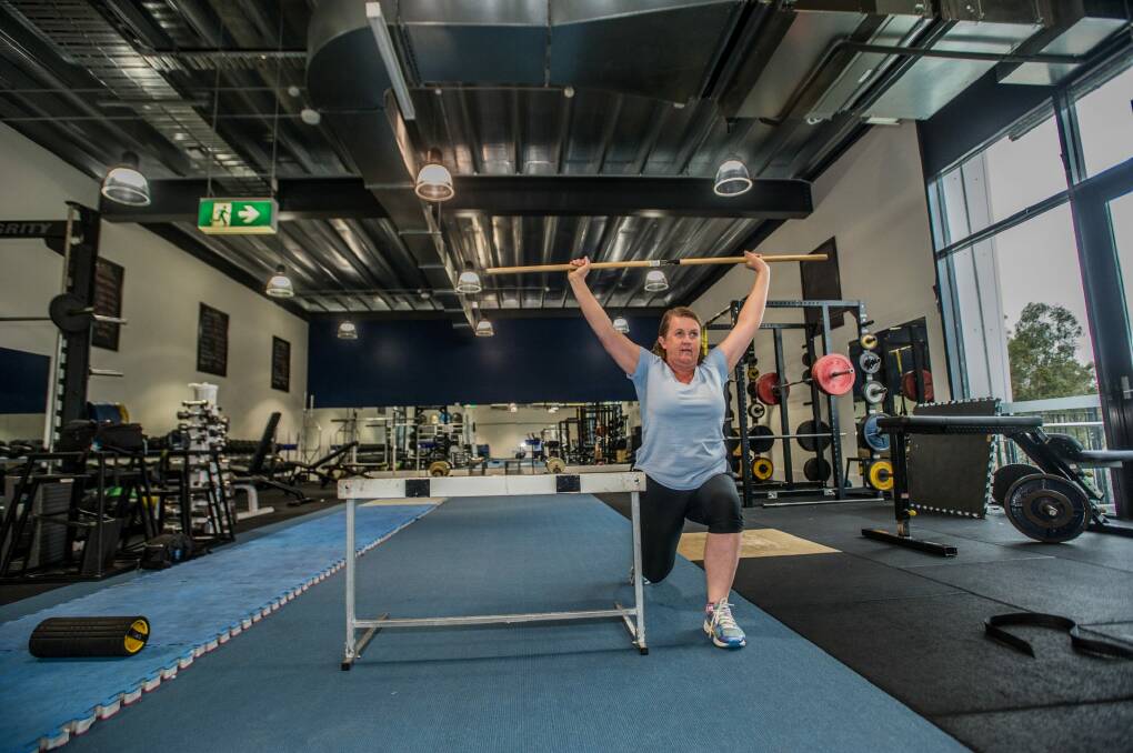 Karen working out in the Brumbies gym. Photo: Karleen Minney