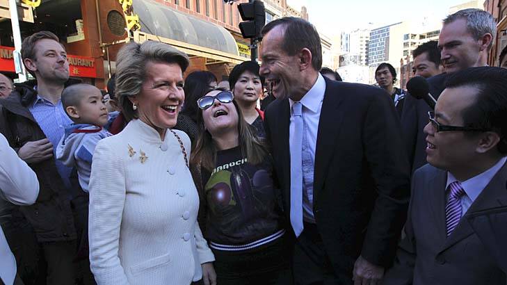 On the campaign trail: Tony Abbott and Julie Bishop. Photo: Dean Sewell