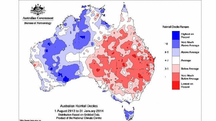 Last six months: rain in Australia falls mainly in the west. Photo: BoM