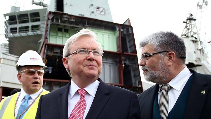 Familiar ground: Kevin Rudd at Williamstown. Photo: Andrew Meares