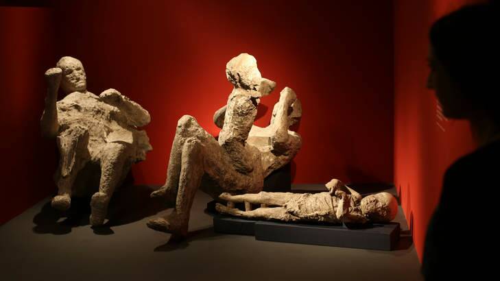 A whole family killed at Pompeii is displayed at the British Museum. Photo: Getty