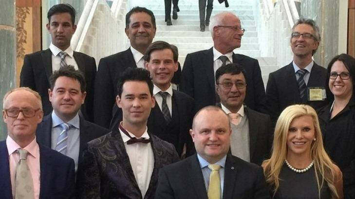 Gamble Breaux, bottom right, at Parliament House for the federal budget. Photo: Instagram