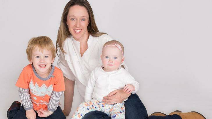 Victoria Sylvester, owner of skincare company Little Bairn, with her children Oliver and Rose. Photo: Supplied