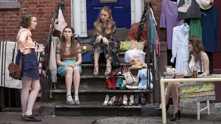 Lena Dunham, left, and the cast of Girls.