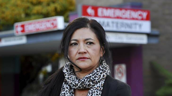 Marcela Valenzuela, daughter of one of the diners who suffered food poisoning on Saturday night,  pictured outside the emergency department of Calvary Hospital, Bruce. Photo: Graham Tidy