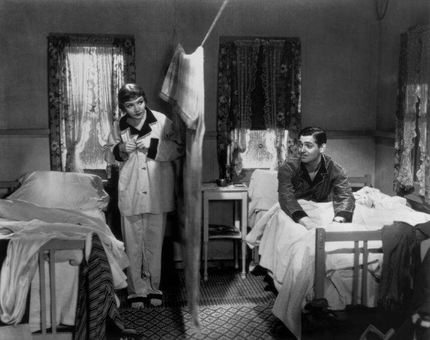 Claudette Colbert, left and Clark Gable in <i>It Happened One Night</i> (1934). Photo: Supplied