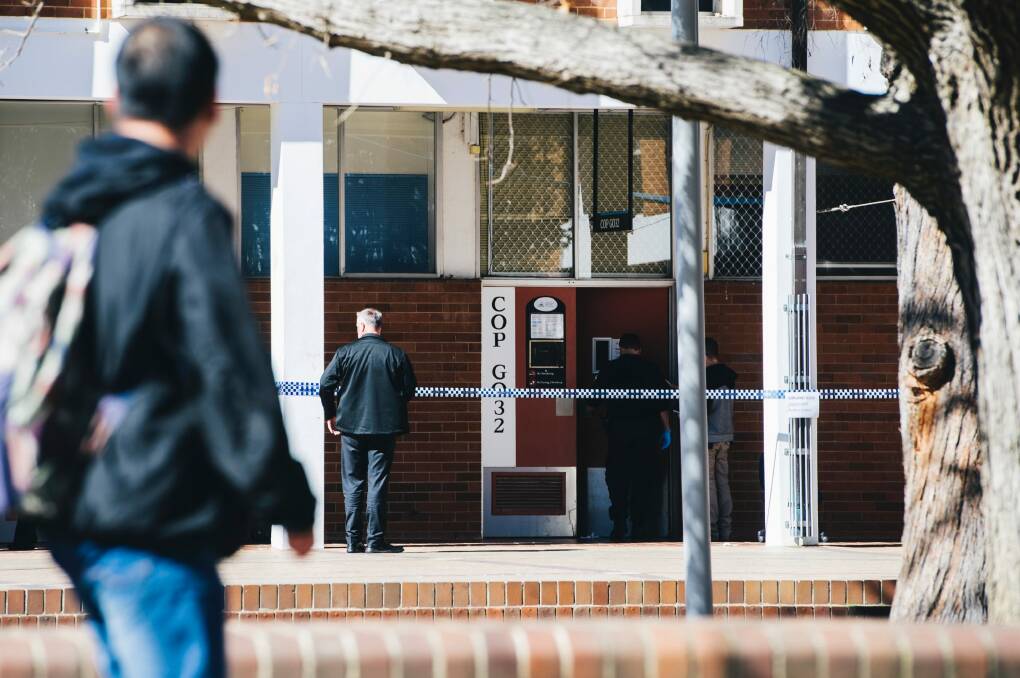 The crime scene outside the classroom on Friday. Photo: Rohan Thomson