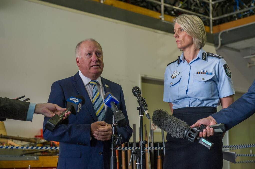 Minister for Police and Emergency Services Mick Gentleman (left) and ACT's Chief policing officer Justine Saunders.  Photo: Karleen Minney