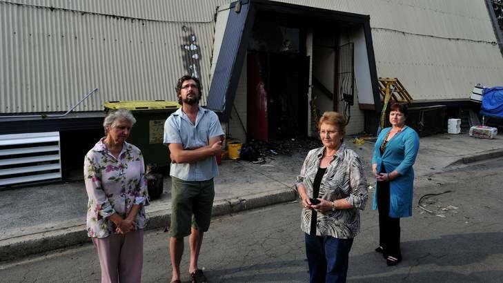 COUNTING THE COST: The secretary of the Polish  White Eagle Club,  Wanda Horky, vice-president, Andrew Bajkowski, president Barbara Alwast and her daughter Lisa Alwast outside the damaged building on Tuesday. Photo: Melissa Adams