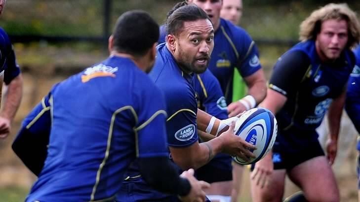 Brumbies player Fotu Auelua during training in Griffith. Photo: Jeffrey Chan