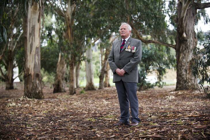 President of the ACT Totally and Permanently Incapacitated ex-service men and womens association, Chris Hudson, on  the ACT Opposition's policy announcement of $400,000 in grants for veterans' organisations. Photo: Rohan Thomson