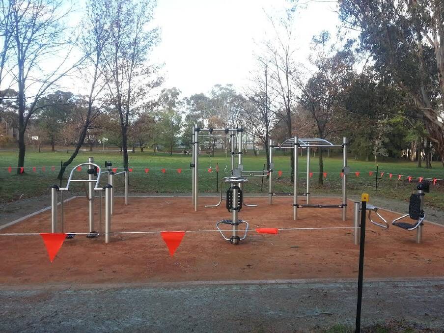 The new outdoor fitness equipment in John Knight Memorial Park in Belconnen. Photo: Territory and Municipal Services