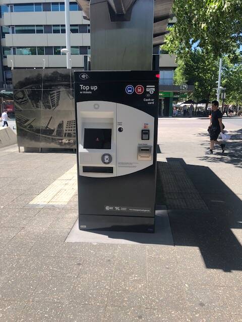 One of the new MyWay ticketing machines that will allow Canberrans to buy tickets for buses and the incoming light rail. Photo: Supplied