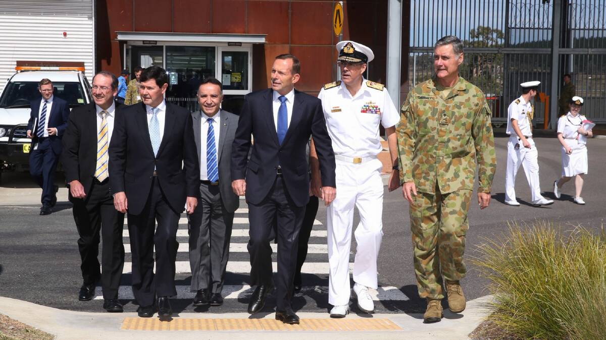 Prime minister Tony Abbott visits the Joint Operations Command Headquarters near Canberra in March 2015.  Photo: Andrew Meares