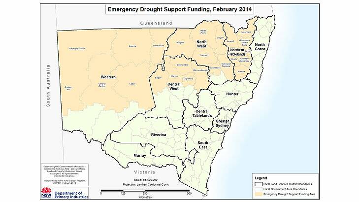 Areas to receive NSW government drought help. Photo: NSW government