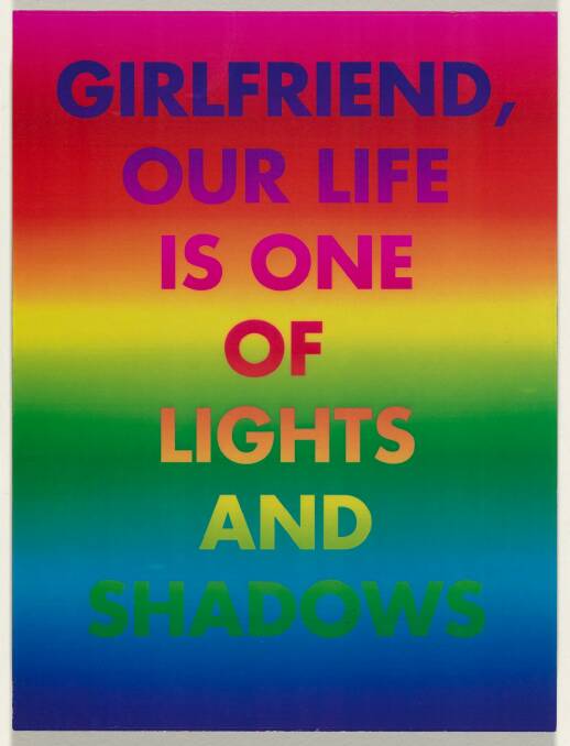 <i>Girlfriend, our life is one of lights and shadows</i>,  1994, a
computer-generated Canon laser print laminated onto craftwood, David McDiarmid. Photo: supplied