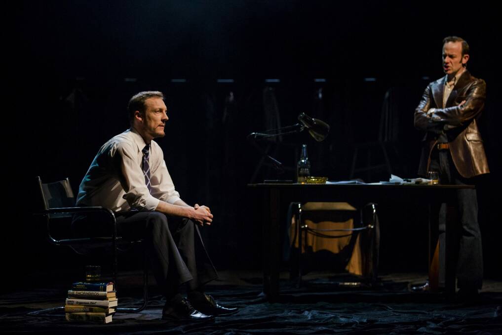 Nathan O'Keefe (left) and Mark Saturno in a scene from Harold Pinter's Betrayal, at the Canberra Theatre Centre.
 Photo: Jamila Toderas
