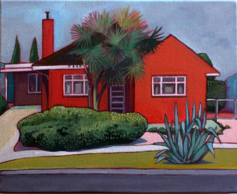 Paintings from Thea Katauskas' exhibition <i>Lawnscapes -Portraits of Canberran houses</i>. 21 Westgarth Street.