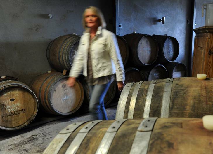 Rosie Cupitt in the cellar at her coast winery. Photo: Graham Tidy