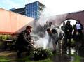 A smoking ceremony was held as Yoorrook Justice Commission hearings continue in Victoria. (Joel Carrett/AAP PHOTOS)