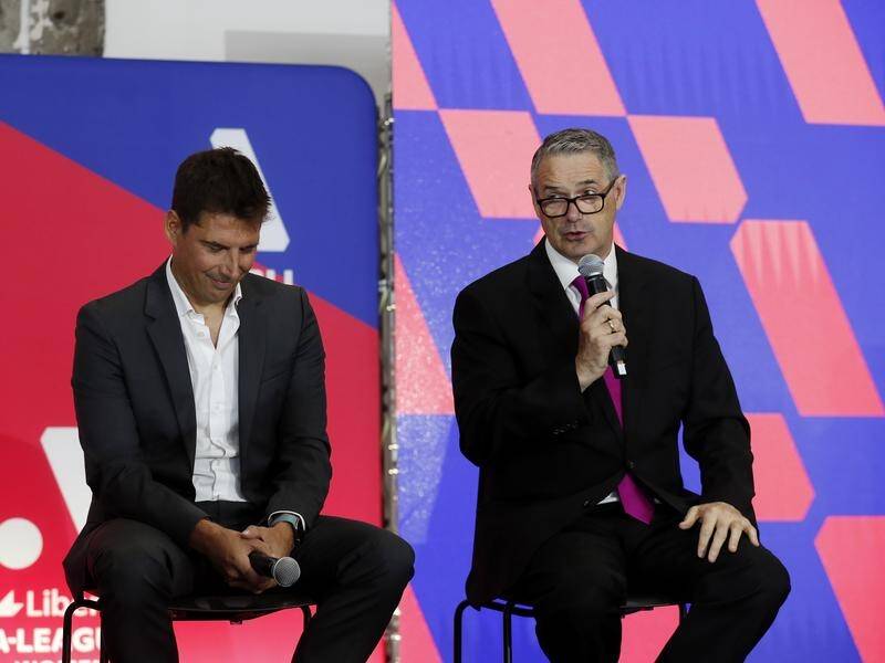The A-Leagues will not come to the rescue of clubs, APL chairman Stephen Conroy (right) insists. (Nikki Short/AAP PHOTOS)