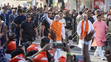 Narendra Modi has voted early as the Indian prime minister seeks a rare, third consecutive term. (AP PHOTO)