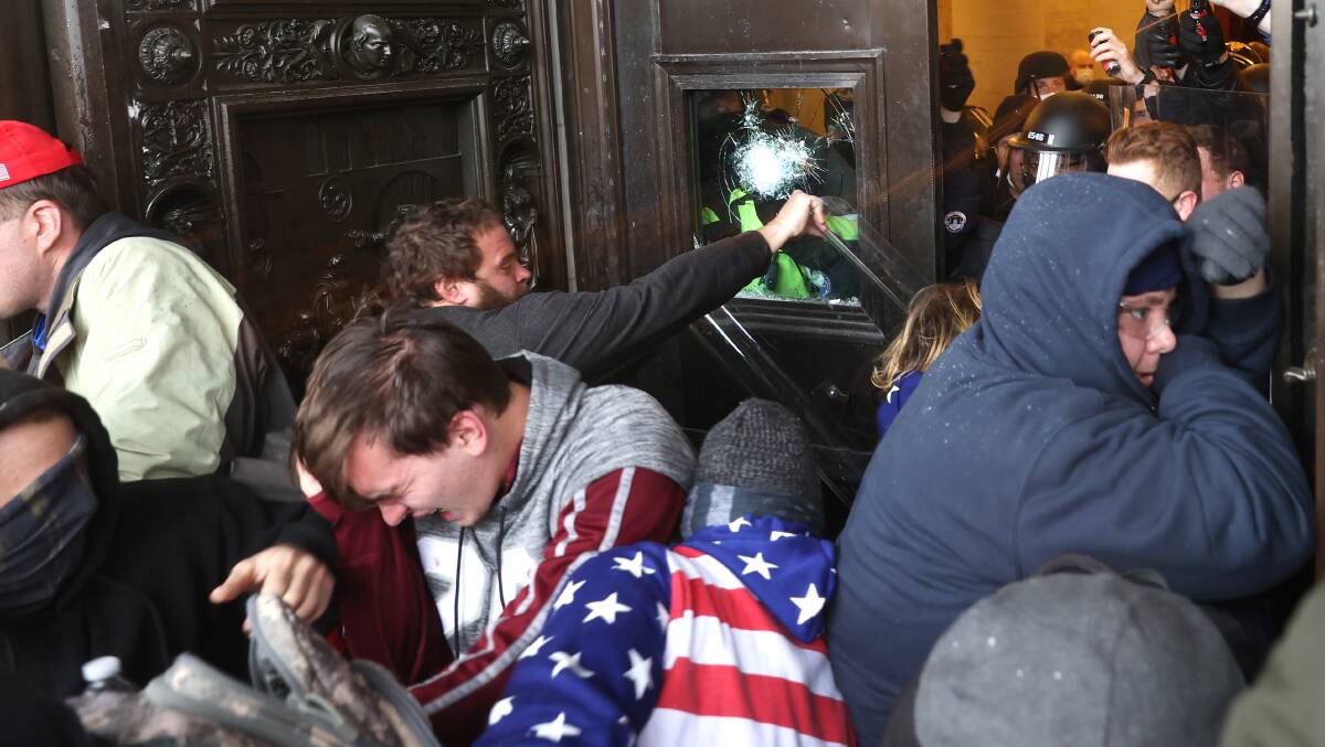 Rioters storm the US Capitol Building during the certification of Joe Biden and Kamala Harris' electoral victory. Picture: Getty Images