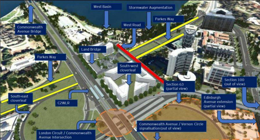 The concept image of the Acton Waterfront in the ACT government's partially redacted business case for light rail second stage. Picture: Supplied