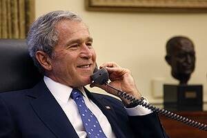 George Bush speaks to leaders of the 111th Congress from the Oval Office of the White House.