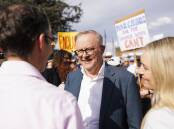 Anthony Albanese at the "No More Violence March" in Canberra on Sunday.
Picture by Keegan Carroll