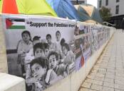 ANU students have set up an encampment in solidarity with Palestinians. Picture by Keegan Carroll