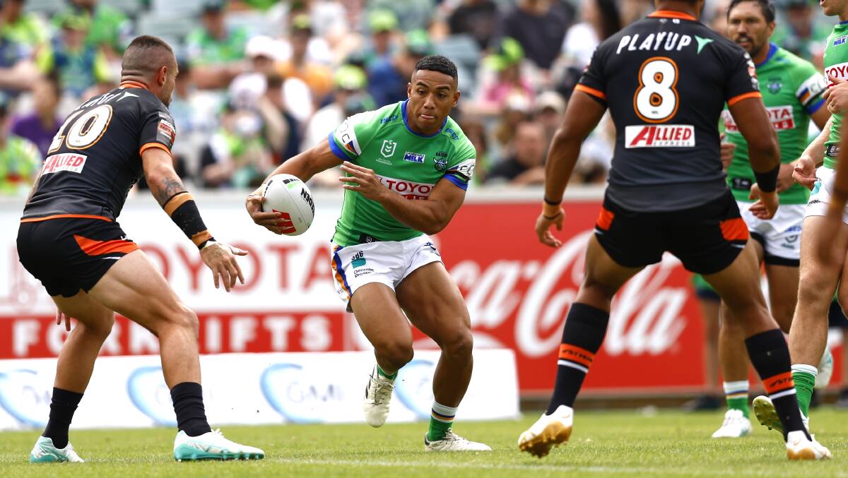 Albert Hopoate returns to the Raiders at fullback, coming in for the rested Chevy Stewart. Picture by Keegan Carroll