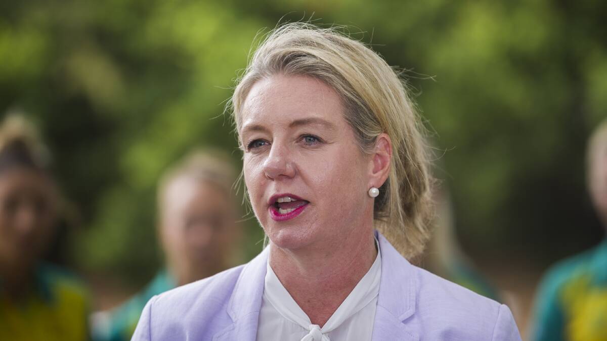 Former sports minister Bridget McKenzie speaking at an AIS press conference. Photo: Dion Georgopoulos