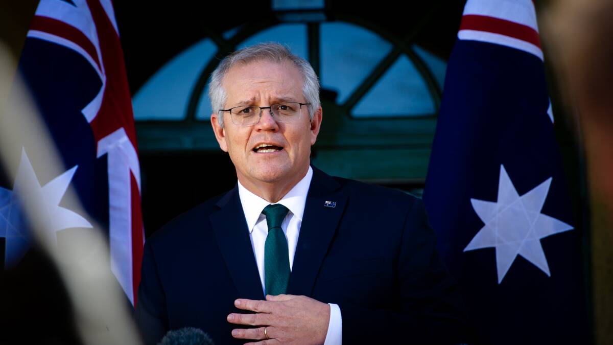 Prime Minister Scott Morrison announced a "forever partnership" with the US and UK as it acquires nuclear-powered submarines. Picture: Elesa Kurtz