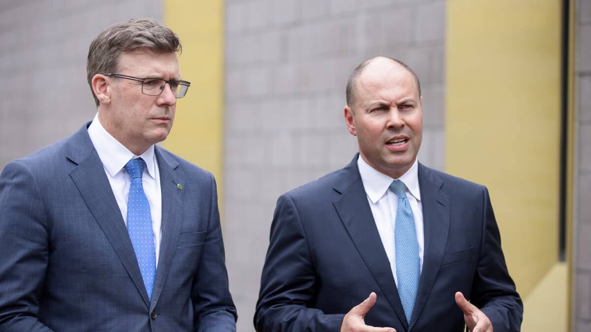 Former infrastructure minister Alan Tudge and Treasurer Josh Frydenberg at an event in 2021. Picture: Sitthixay Ditthavong