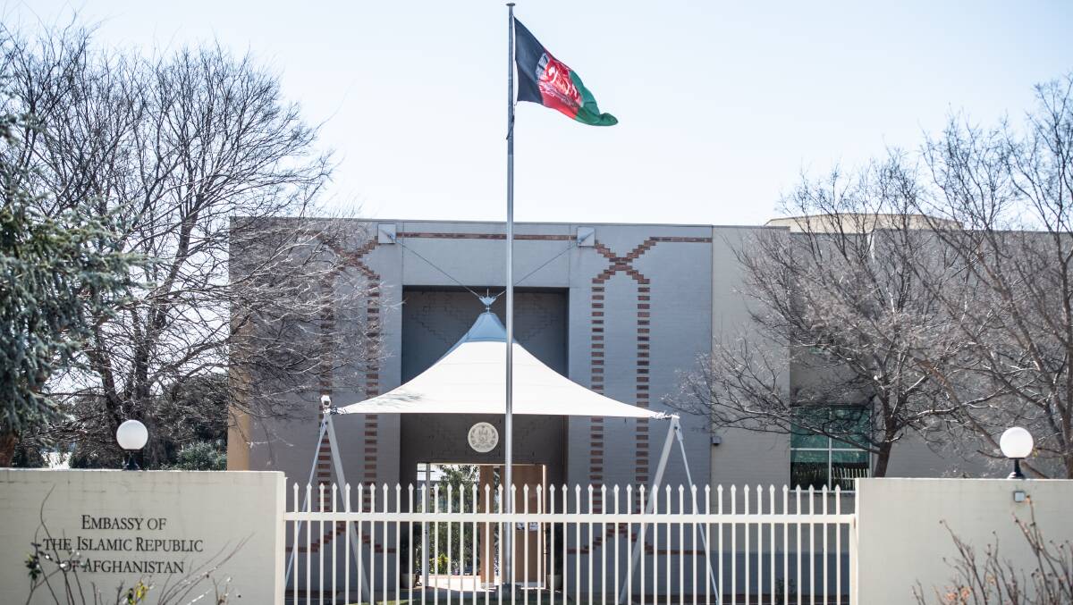 In the Canberra suburb of Deakin, Afghanistan's embassy remains unchanged for now. Picture: Karleen Minney