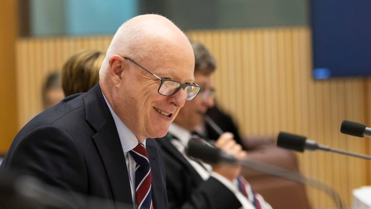 Andrew Johnson, director of BOM, or 'The Bureau', fielding off rebranding questions at Friday's senate estimates hearing. Picture by Keegan Carroll
